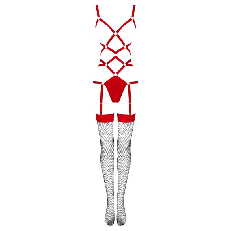 LIVCO CORSETTI FASHION -Thiara Lc 20213 Set Body + Strumpor Röda