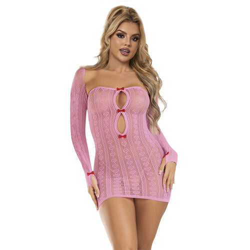 Subblime - 952471 Pink Fishnet Dress One Size