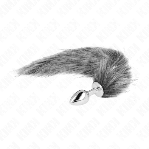 Kink - Analplugg Storlek S 7 X 3 Cm Med Syntetisk Svans 40 Cm Grå