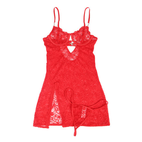 Subblime - 954208 Lace Babydoll With Adjustable Straps Red S/M