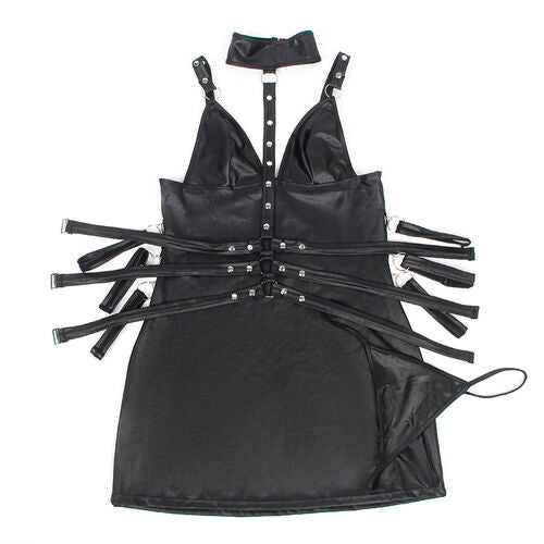 Subblime - 954406 Leather Bondage Dress Black S/M