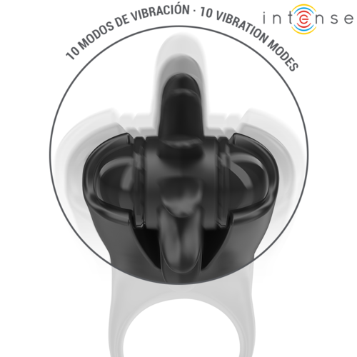 Intense - Mabel Vibrating Ring 10 Vibrations With Clitoris Stimulator Black