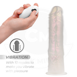 Cock Miller - Dildo With Suction Cup, Lights And Vibration With Remote Control White 20.5 Cm