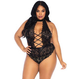 Leg Avenue - Blommig Spets Teddy Crothless Plus Size