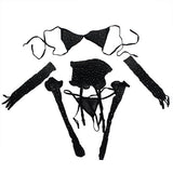 Subblime - 952174 Fishnet Bodystocking With Gloves And Diamonds Black One Siz