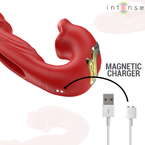 Intensiv -Nathy Dubbelvibrator med multifunktionell stimulerande mun röd