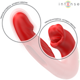Intensiv -Nathy Dubbelvibrator med multifunktionell stimulerande mun röd